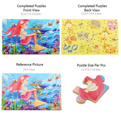 60 Pcs Cartoon Puzzles for Kids Educational Story Telling Puzzles Duo Side Puzzle