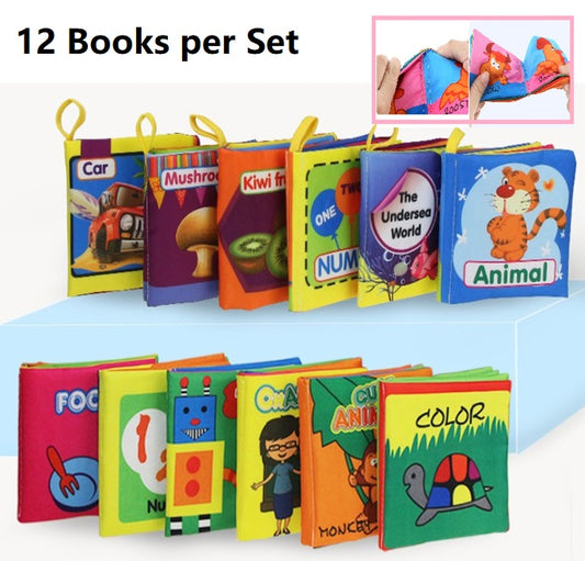 12 Books- Toddler Infant Book Set / Baby Colorful Cloth Book