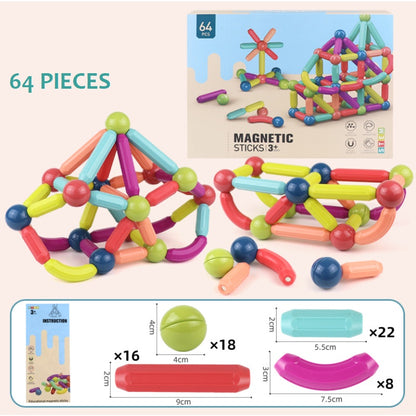 [25/36/42/64/100Pcs] Magnetic Building Block Toys with Rounded Grip/ Colorful Grip for Toddlers/ DIY Construction Gift