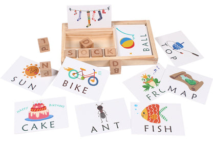 Spelling A-Z Alphabets Blocks with 60pcs Flash Cards/ Toys & Spelling for Kindergarteners