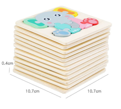 Children 3D Jigsaw Wooden Grasp Puzzle for Baby Learning Wooden Educational Puzzle