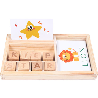 Spelling A-Z Alphabets Blocks with 60pcs Flash Cards/ Toys & Spelling for Kindergarteners