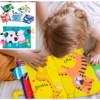 Baby Soft Books with Texture Tails, Fabric book for Early Learning Toddlers