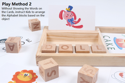 Spelling A-Z Alphabets Blocks with 60pcs Flash Cards/ Toys & Spelling for Kindergarteners