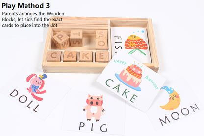 Spelling A-Z Alphabets Blocks with 60pcs Flash Cards/ Toys & Spelling for Kindergarteners