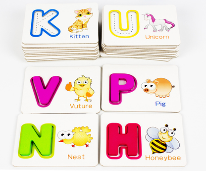 Block Alphabet English Letter Learning Card/ Marker Flash Card for Writing/ Phonics Flash Cards for Kids