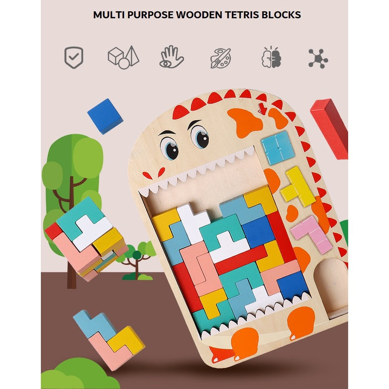 Multi Functional Wooden Tetris Board/ Wooden Blocks Tetris for Kids/Single Player Wooden Blocks