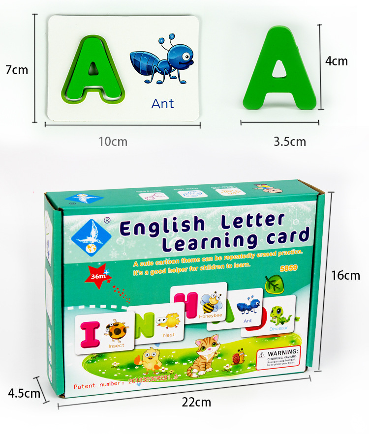 Block Alphabet English Letter Learning Card/ Marker Flash Card for Writing/ Phonics Flash Cards for Kids