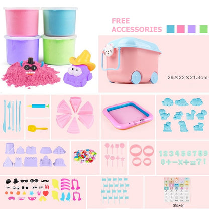 [2KG- 4 Colours] Kinetic Magic Sand (Free Tray & Trolley)