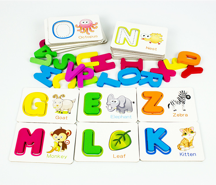 Block Alphabet English Letter Learning Card/ Marker Flash Card for Writing/ Phonics Flash Cards for Kids