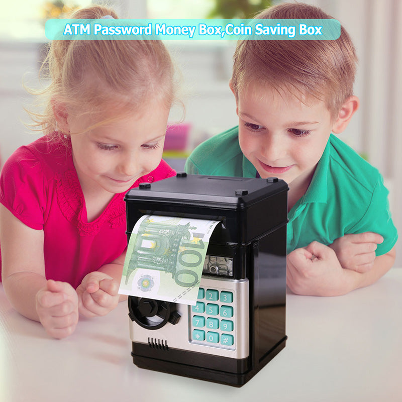 Mini ATM Password Money Box Electronic Piggy Bank Safety Cash Coins Saving Box Automatic Deposit Banknote