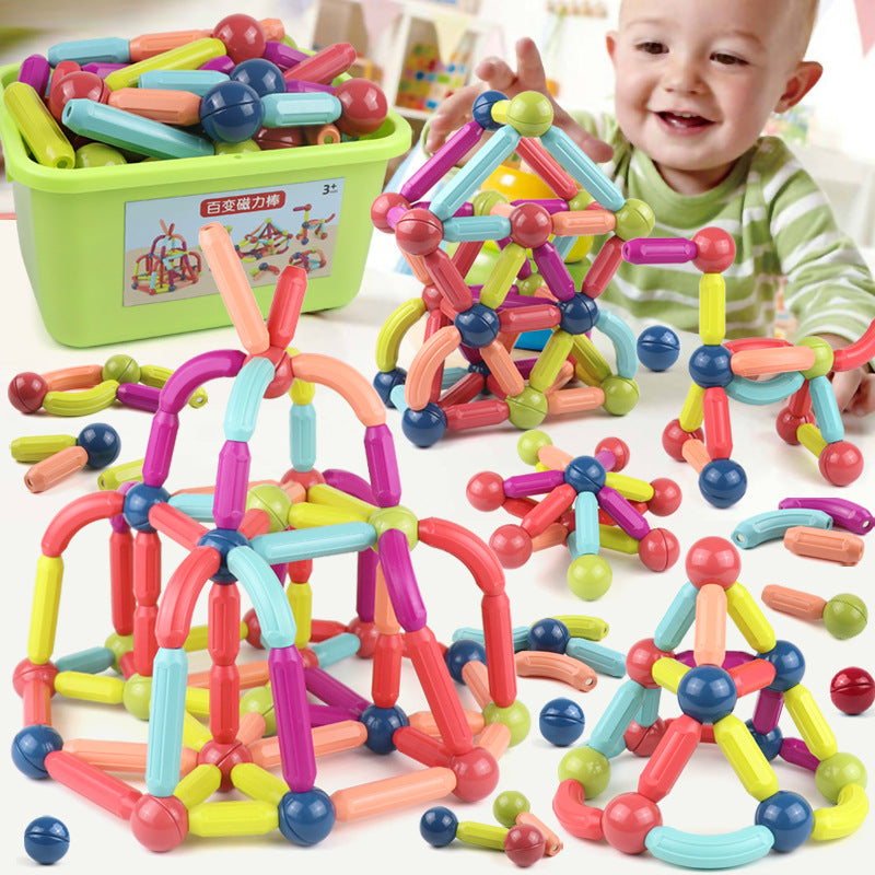 [25/36/42/64/100Pcs] Magnetic Building Block Toys with Rounded Grip/ Colorful Grip for Toddlers/ DIY Construction Gift