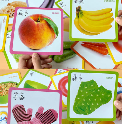 Chinese & English Flash Cards for Beginner | Mandarin Learning Card with Colourful HD Large Flashcards