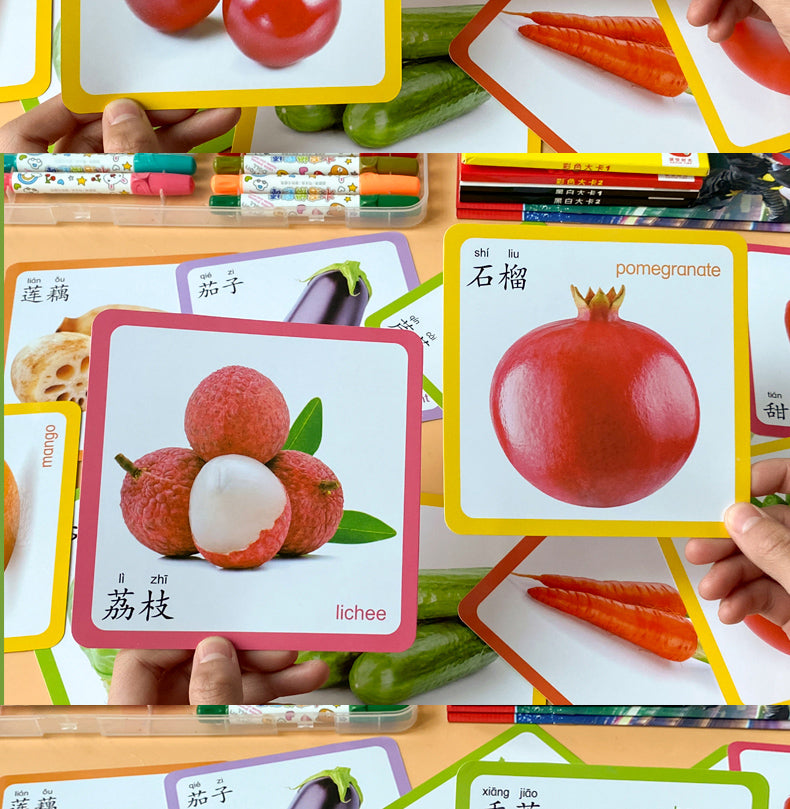 Chinese & English Flash Cards for Beginner | Mandarin Learning Card with Colourful HD Large Flashcards