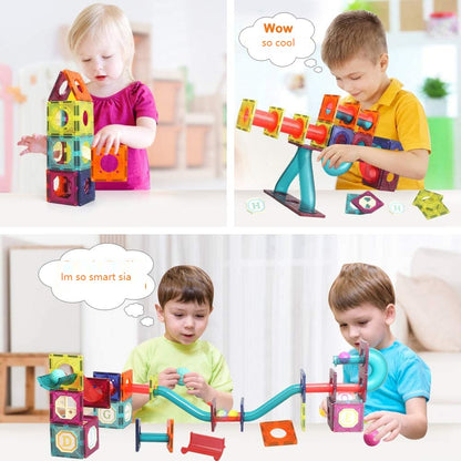 Magnetic Building Tiles 3D Building Blocks Construction Set Magnet Blocks for Kids STEM Early Learning Toys