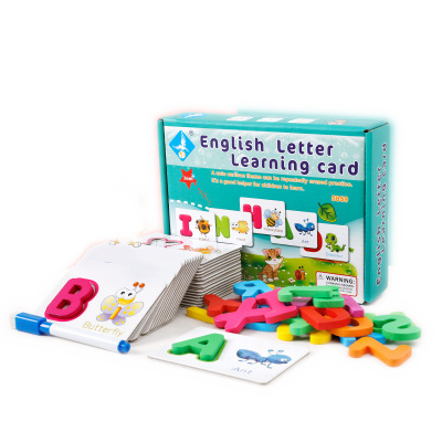 Block Alphabet English Letter Learning Card/ Marker Flash Card for Writing/ Phonics Flash Cards for Kids