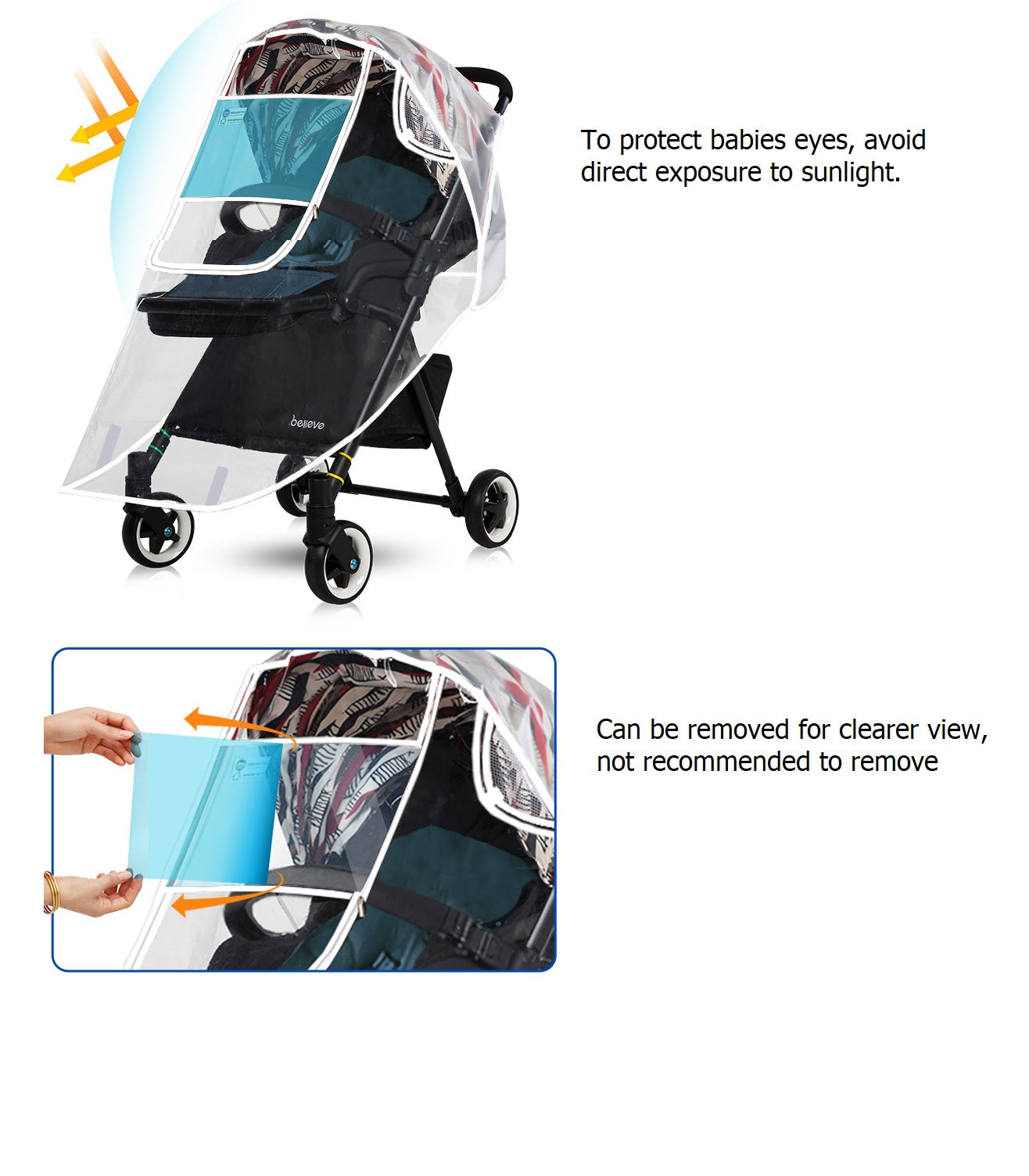 Baby Stroller Push chair Pram Universal Waterproof Wind Dust Shield Rain Cover