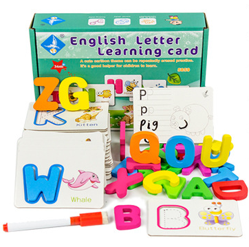 Block Alphabet English Letter Learning Card/ Marker Flash Card for Writing/ Phonics Flash Cards for Kids