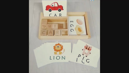 Spelling A-Z Alphabets Blocks with 60pcs Flash Cards/ Toys & Spelling for Kindergarteners