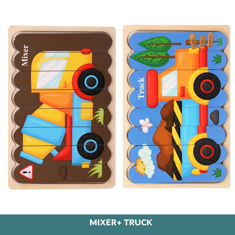 2-in-1 Horizontal Wooden Puzzle for Kids