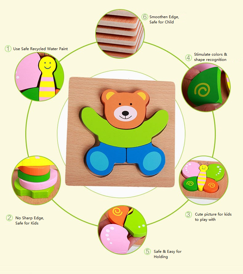 3D Wooden Puzzle Preschool Educational Toy