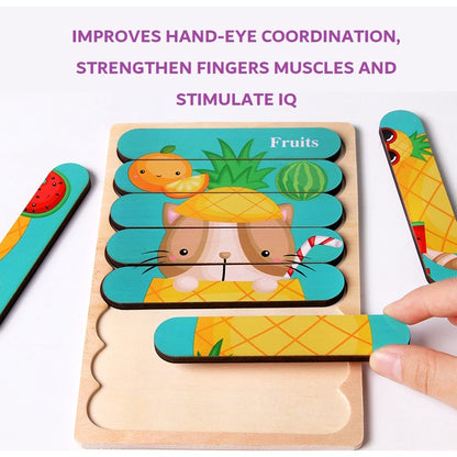 2-in-1 Horizontal Wooden Puzzle for Kids