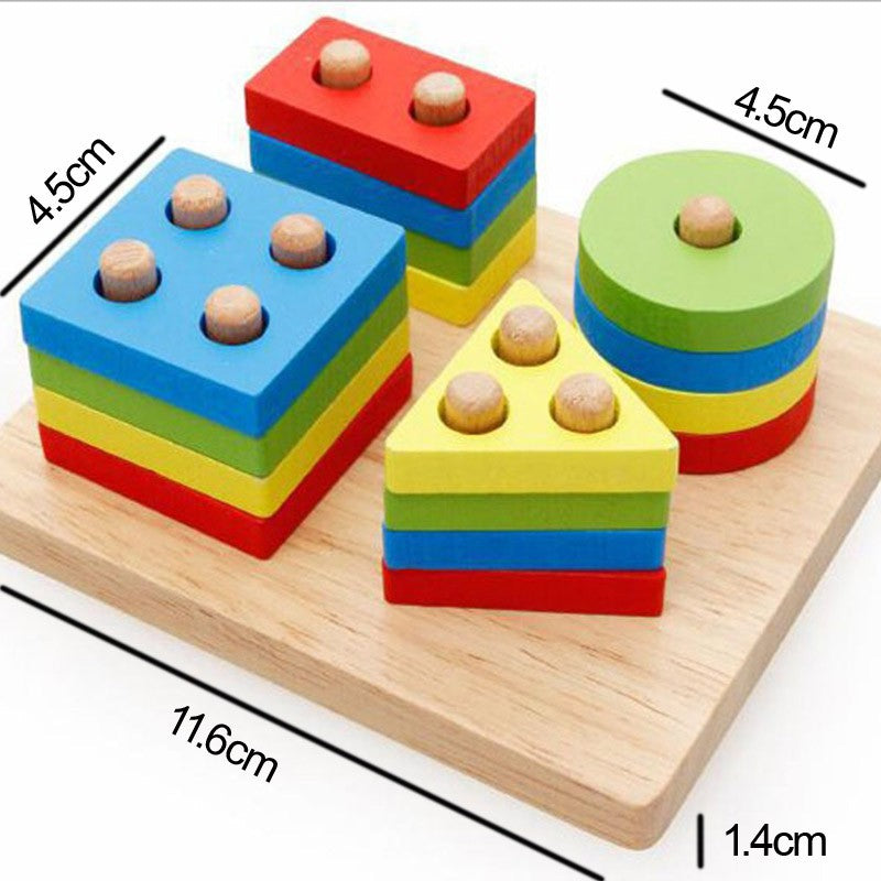 Wooden Geometric Puzzle Blocks Toys