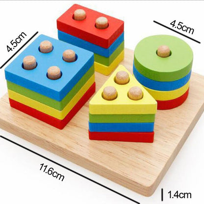 Wooden Geometric Puzzle Blocks Toys