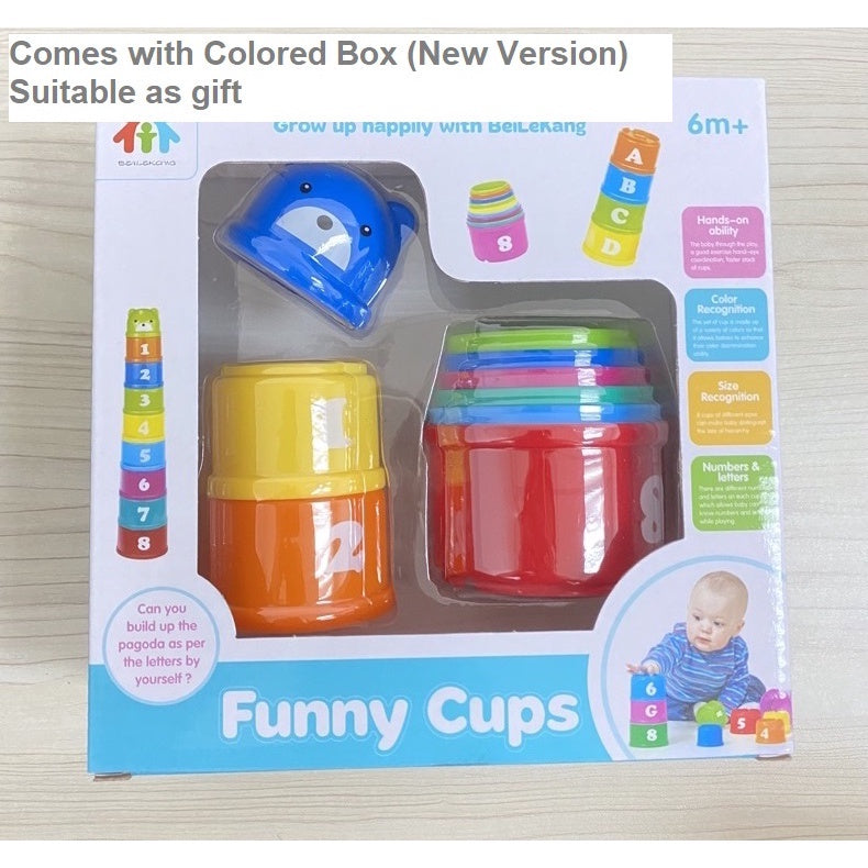 Colorful Stack Cups with Alphabets & Numbers for Toddler