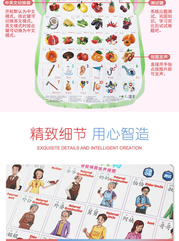 Kids Bilingual Audio Learning Hanging Board with Voice (Mandarin & English)