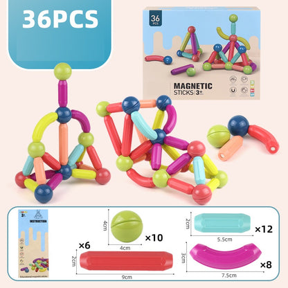 [25/36/42/64/100Pcs] Magnetic Building Block Toys with Rounded Grip/ Colorful Grip for Toddlers/ DIY Construction Gift