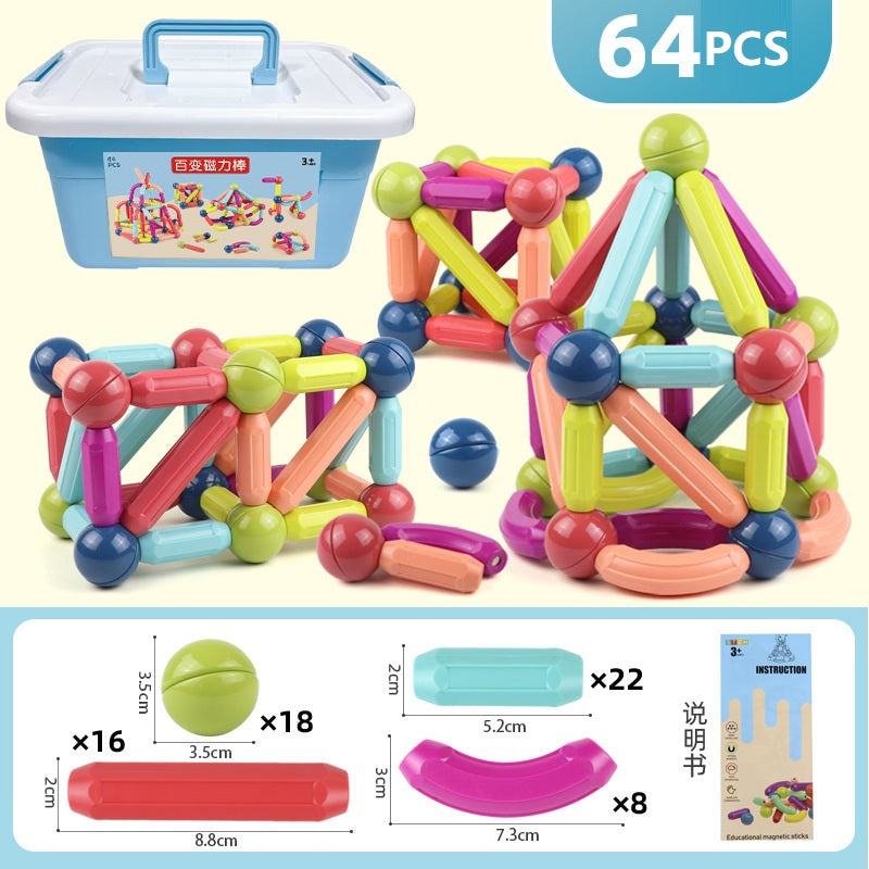 [25/36/42/64/100Pcs] Magnetic Building Block Toys with Rounded Grip/ Colorful Grip for Toddlers/ DIY Construction Gift