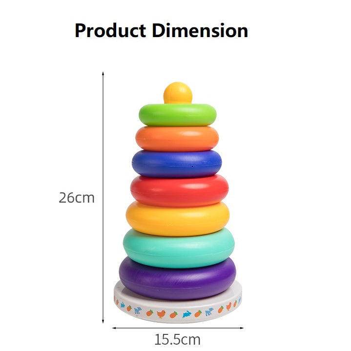 Toddler Stacking Toy Building Stack Ring Musical Tower 7 Colors & Shapes