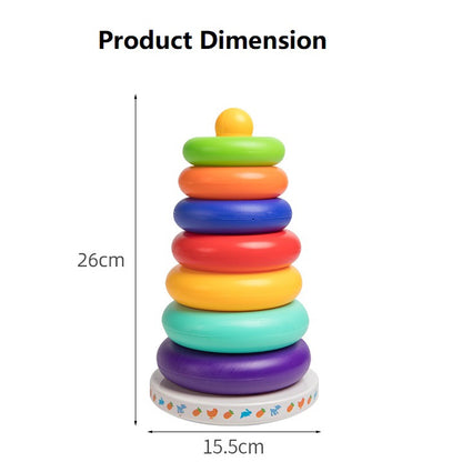 Toddler Stacking Toy Building Stack Ring Musical Tower 7 Colors & Shapes