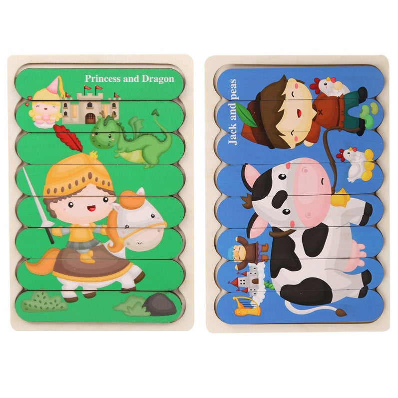 2-in-1 Horizontal Wooden Puzzle for Kids