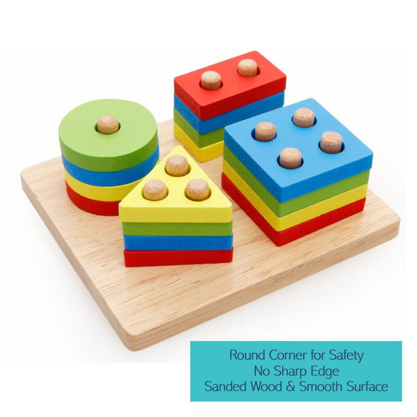 Wooden Geometric Puzzle Blocks Toys