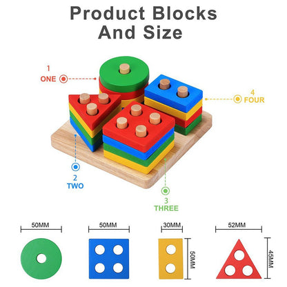 Wooden Geometric Puzzle Blocks Toys