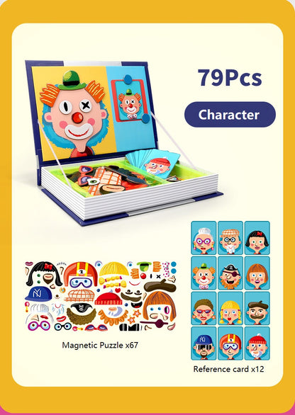 3D Magnetic Book for Kids, Jigsaw Puzzle with Different Themes