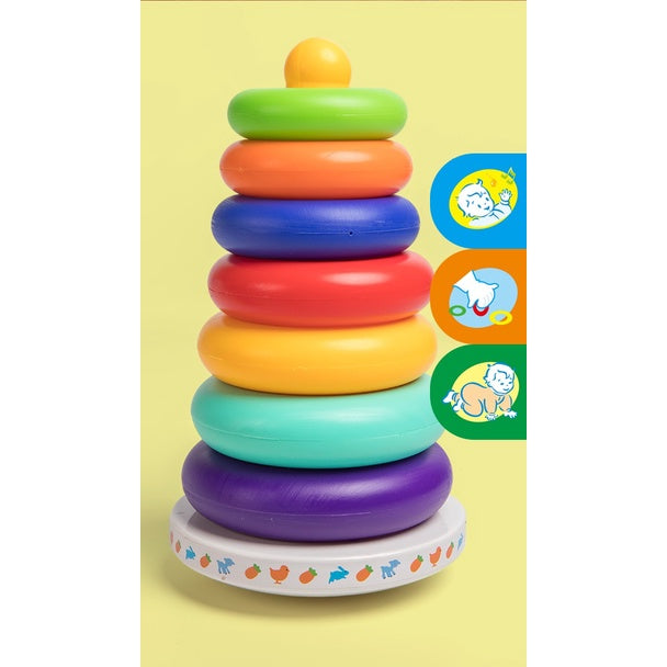 Toddler Stacking Toy Building Stack Ring Musical Tower 7 Colors & Shapes