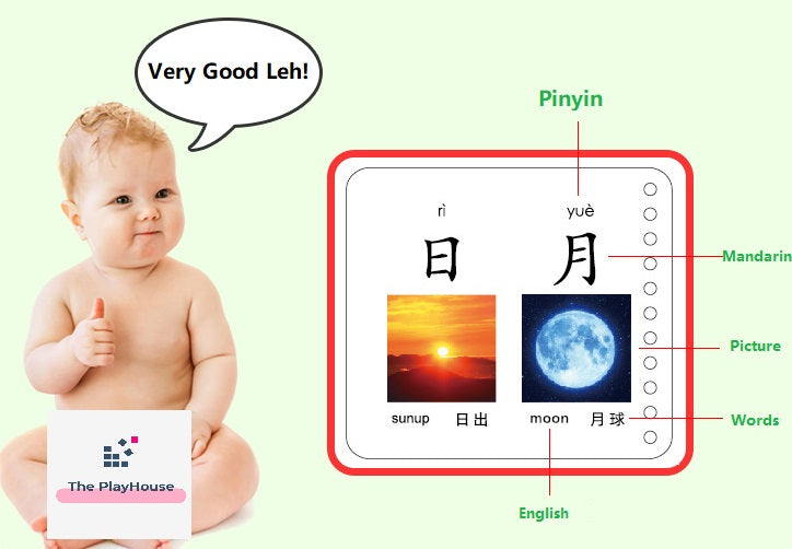 Chinese, English & Pinyin Durable Book for Baby Early Education Language Learning