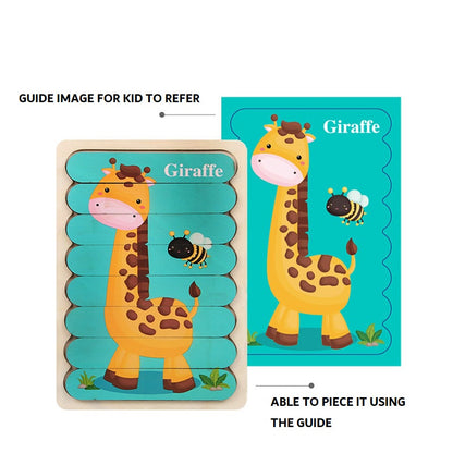 2-in-1 Horizontal Wooden Puzzle for Kids