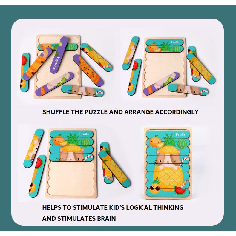 2-in-1 Horizontal Wooden Puzzle for Kids