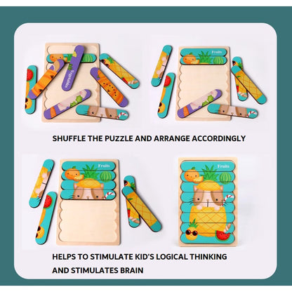 2-in-1 Horizontal Wooden Puzzle for Kids