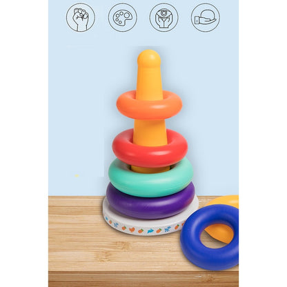 Toddler Stacking Toy Building Stack Ring Musical Tower 7 Colors & Shapes