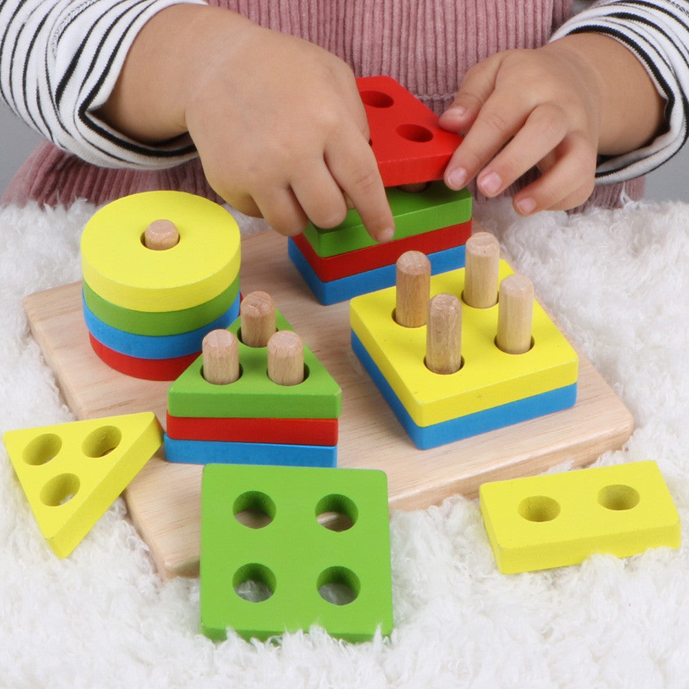 Wooden Geometric Puzzle Blocks Toys