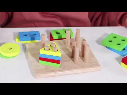 Wooden Geometric Puzzle Blocks Toys