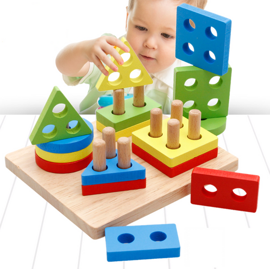 Wooden Geometric Puzzle Blocks Toys