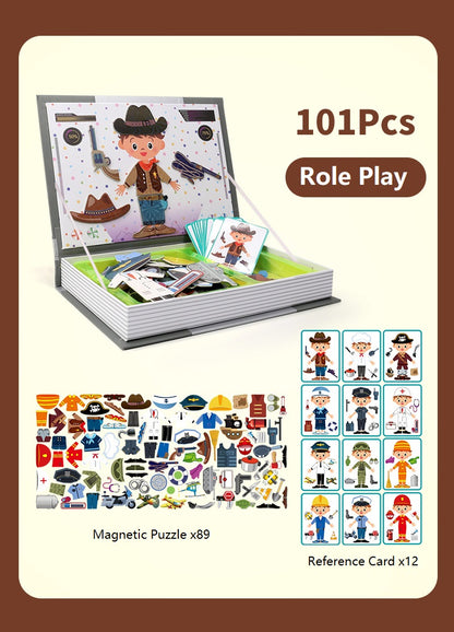 3D Magnetic Book for Kids, Jigsaw Puzzle with Different Themes