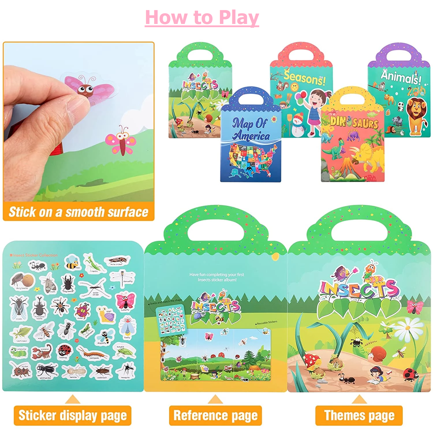 Kids Reusable Sticker Book & Gift (14 Themes)