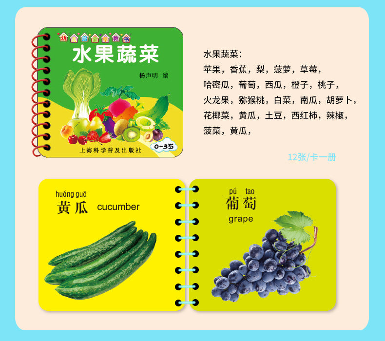 Chinese, English & Pinyin Durable Book for Baby Early Education Language Learning